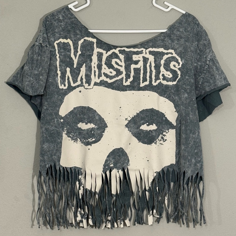 Misfits Skull Fringe Cutoff Tee Shirt Punk Goth Festival Top